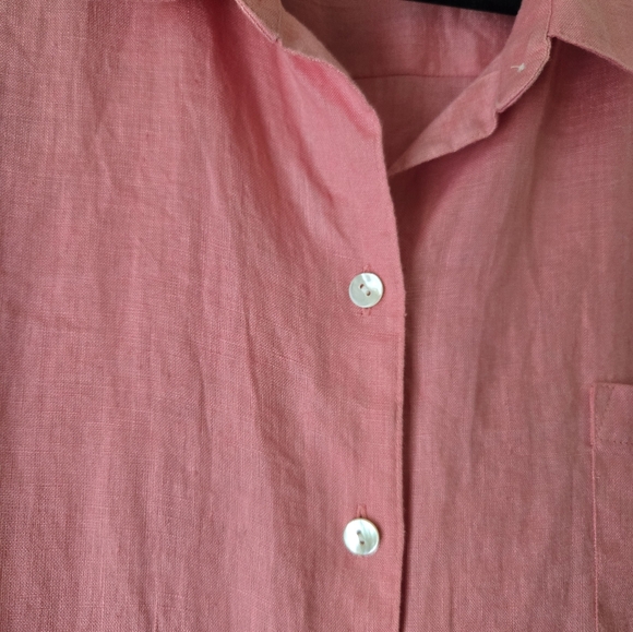 Jjill women coral, pink, linen button up size  Large 100% Linen - Picture 4 of 5
